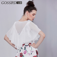 米白-雪纺 S ( 90-100斤) 夏季披肩女配吊带裙斗篷小坎肩外搭防晒开衫仙女雪纺罩衫薄外套