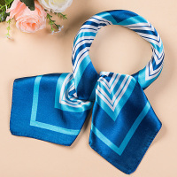 蓝色 蓝色方格款 春秋女士韩版职业中小方巾蓝色方格款气质女士百搭印花工装丝巾