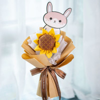 [单枝向日葵][无灯带] 消磨时间的东西打发时间手工课制作diy不织布盆花花束免剪裁材料