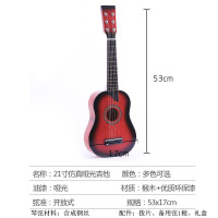 送单肩包[椴木+6琴弦+钢琴弦]红色 真椴木木质仿真尤克里里儿童小吉他玩具启蒙乐器音乐男孩女童初级