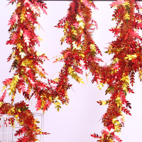 新款缤纷炫彩树叶 红金色 结婚彩带拉花彩条毛条圣诞节商场幼儿园布置车队婚房挂饰扶手丝带