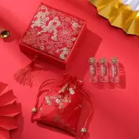 红色锦盒套装 宝宝胎毛保存瓶脐带收藏盒子胎发收纳平安福袋 婴儿纪念品制作