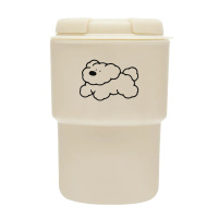 随手杯:跑狗狗 ins简约云朵狗狗咖啡随手杯随行杯外带便携式有盖塑料吸管防摔女