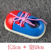 木质小鞋一只 仿真木质小鞋子幼儿园蒙氏日常生活早教教具儿童宝宝学系鞋带玩具