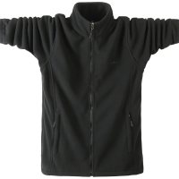 黑色 M(建议90-105斤) 秋冬季男士抓绒夹克大码开衫休闲上衣立领宽松卫衣摇粒绒外套男装