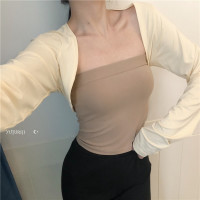 奶杏色均码 夏高级披肩短法式空调房护肩薄黑色护肩颈椎坎肩睡觉假袖子连肩