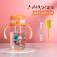 (吸管杯)赤茶橙240ml(送2个原装吸嘴+清洗工具) 奶瓶1岁以上PPSU吸管式奶瓶大宝宝儿童喝水6个月2岁4岁3岁一