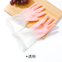 透明粉色(S码) S 夏季耐用型丁腈橡胶手套女家务干活塑胶家用厨房洗碗洗衣服防水