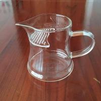 月牙杯单杯白色透明把 茶楼专用茶杯绿茶杯高级月牙杯玻璃家用过滤泡茶耐高温带把盖加厚