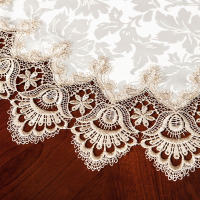 浅褐色 50cm圆无中心花边 欧式大圆桌桌布布艺圆形家用餐桌布中式小台布茶几盖巾蕾丝餐桌垫