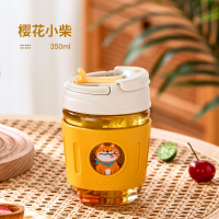 樱花小柴(350ML) caka茶卡玻璃水杯女带吸管便携可爱夏季泡茶大容量咖啡杯子ins风