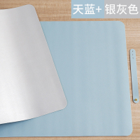 天蓝+银灰 双面双色 600x300mm 2mm 办公桌垫超大电脑垫鼠标垫儿童书桌垫学生写字台学习桌面垫皮防水