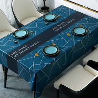 藏蓝大理石桌旗 60*120cm[冰箱盖布] 迅仕本知大理石皇冠藏蓝皮纹加厚桌布防水防油防烫免洗2021加厚
