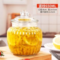 条纹款小号650无赠品 坛子盖子单卖泡菜坛子盖子家用加厚水晶玻璃咸菜玻璃盖盖碗双用酸