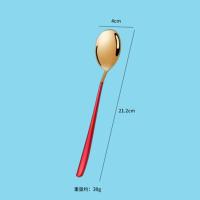 酒红色勺子 艺术感杯子小众设计带盖陶瓷马克杯初中生水杯男喝水女性杯子泡茶