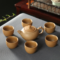7头粗陶祥龙壶-纯色 粗陶功夫茶具套装家用简约客厅办公室盖碗茶壶茶杯复古陶瓷泡茶壶