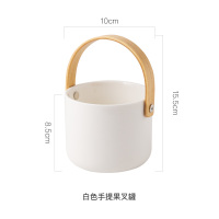 白色手提果叉罐 果叉罐收纳架水果签果插盒一套不锈钢家用时尚创意家用甜品点心叉