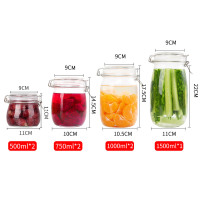 圆形卡扣瓶七件套 玻璃密封储物罐厨房黄瓜透明泡菜瓶家用坚果水果卡扣储物瓶