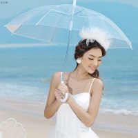 90CM加粗透明白 满穿 0cm 透明雨伞少女心ins一次性渐变色儿童男孩16骨透明雨伞长柄伞可爱