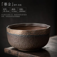 复古烧-荷叶-茶洗 日式茶洗大号复古家用水盂茶渣缸笔洗陶瓷杯洗仿柴烧建水茶道配件