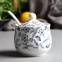 古形青花:罐 陶瓷调味罐套装厨房家用创意放盐糖味精调料盒一体组合套装