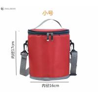 圆形包 (小号) 红色 圆形保温饭盒袋可手提包便当包肩背带饭包上班大号保温袋子饭盒包