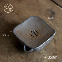 石韵-方(窑变存在个体差异以实物为准) 饮致鎏金粗陶复古壶承托盘储水式干泡台养壶垫茶壶托茶承茶具茶道