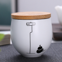 亚光小茶罐(空) 亚光茶叶罐陶瓷茶罐小号普洱装茶叶盒便携迷你旅行存储密封罐家用