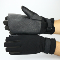 黑色 XL 下滑皮手套机降手套速降真牛皮户外登山攀岩加厚耐磨滑降索降手套