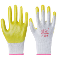 信达牌238 12双 L 创信S318手套劳保耐磨工作加厚防水防滑牛筋PVC橡胶塑胶乳胶半挂