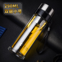 290ml 双层 卧龙双层玻璃杯隔热单层杯子加厚泡茶杯男外出便捷钢化防摔水晶杯