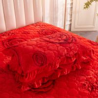 大红玫瑰 水晶绒枕套一只[无枕芯] 水晶绒花边枕套夹棉加厚枕皮一只拉链式枕头皮一对成人枕头一对
