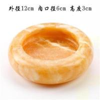 米黄玉无盖烟灰缸12cm 1摆件买2送米黄玉玉石烟灰缸石饰品复古家用办公室客厅创意工艺品