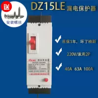 40A 2P 2P100A塑壳漏电断路器DZ15LE-100/290 63A漏电保护器220V家用开关