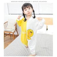 小鸭子春秋[黄色] 80码数[适合0-1.5岁宝宝] 婴儿睡袋秋冬加厚睡袋1-2-3-4岁宝宝分腿睡袋儿童防踢被连体睡衣