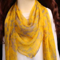 水墨娇黄色 105cm*105cm/真丝方巾 杭州真丝丝巾女士印花百搭桑蚕丝围巾春秋冬季长款薄纱巾透气披肩