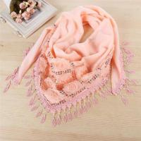 亮片雪牙 三角巾丝巾蕾丝镂空花边流苏围巾女白色装饰外搭小披肩围脖纱巾