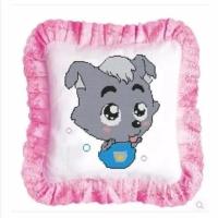 桔红色 粉色小灰灰一个 不含枕心 卡通抱枕十字绣枕头套刺绣正方形家用客厅沙发靠垫儿童靠枕背