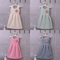 背带裙-颜色随机1个+衣架 卡通擦手巾珊瑚绒强力吸水挂式可爱卫生间厨房抹布公主裙手帕方巾