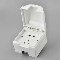 白色 暗装防水五孔 明装防水插座 明装防水盒 防溅水浴室屋檐车棚防水插座10A暗装