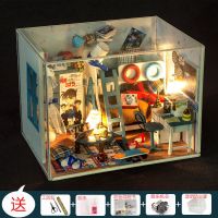 Q-004+工具胶水+音乐+防尘罩 diy小屋手工制作柯南迷你小房子模型拼装别墅玩具创意生日礼物男
