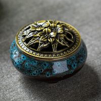 小香炉[窑变蓝]不可点蚊香 送(香插+防火棉) 香炉陶瓷室内沉香熏香炉供佛香薰炉沉香蚊香盘托香插创意家用摆件