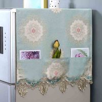 太阳花-绿 微波炉35*95cm 冰箱防尘罩防尘布盖布保护罩微波炉洗衣机双开门单开门冰箱罩盖巾