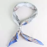淡蓝名族风 波点仿真丝圆点小方巾发带百搭披肩丝巾头巾女时尚围巾女春夏秋款
