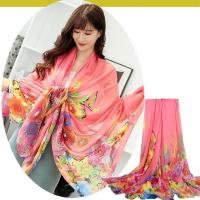 羽毛-西瓜红 50*160(小尺寸) 丝巾女秋冬超大纱巾防晒百搭披肩沙滩巾雪纺旅游拍照丝巾围巾