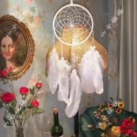 云树之思(无灯款的哦) 送:贺卡+无痕挂钩 房间装饰品挂饰风铃捕梦网墙上创意手工编织羽毛空中饰品生日礼物