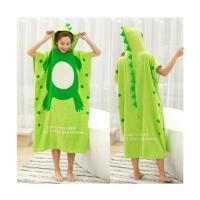 绿角龙 大童XS(适130-155C 比浪高成人浴巾斗篷大人棉质加厚带帽卡通浴袍儿童柔软吸水毛巾料