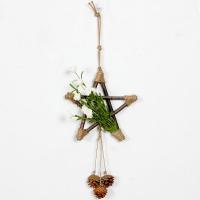 五角星挂饰 家居饰品壁饰壁饰五星三角形藤圈壁挂花篮墙面室内客厅挂饰壁挂