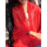 大红[1.7米长0.7米宽] 时尚围巾女冬款百搭春秋丝巾披肩雪纺纱巾夏季超大防晒沙滩巾