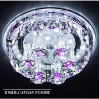正白光 紫色水晶 暗装 时尚圆形LED水晶灯温馨浪漫玄关灯客厅灯现代创意阳台走廊过道灯